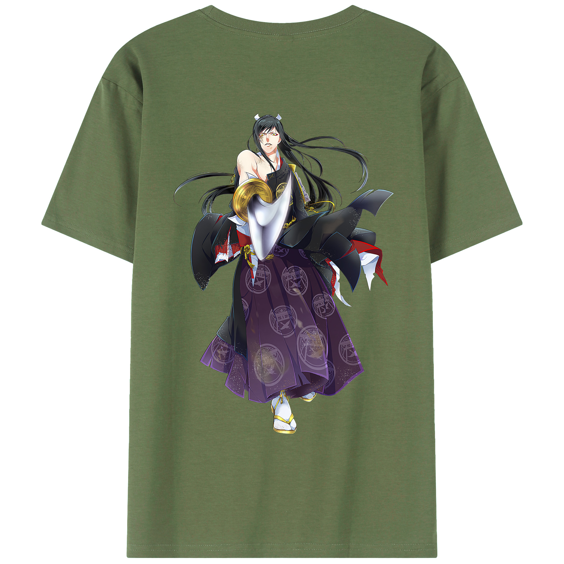 （画像用） 刀剣乱舞 Touken Ranbu 綿100％ メンズ半袖Tシャツ（バックプリント） 通気性